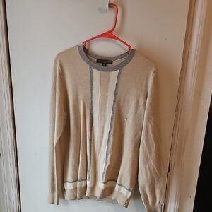 Brooks Brothers Beige Sweater with Gray Trim